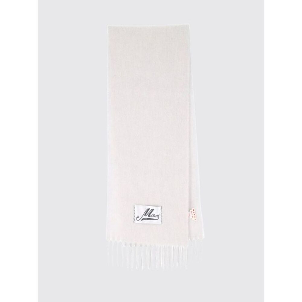 Marni Logo-Patch Fringed Alpaca Wool-Blend Scarf In A Colour-Block Design